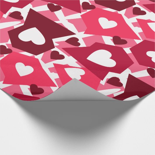 Rode vormen met witte harten cadeaupapier (Hoek)