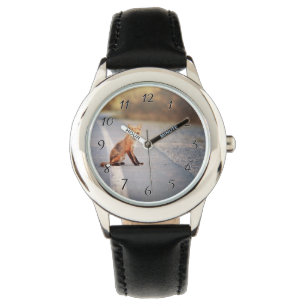 Rode vos aan de zijkant van de weg horloge