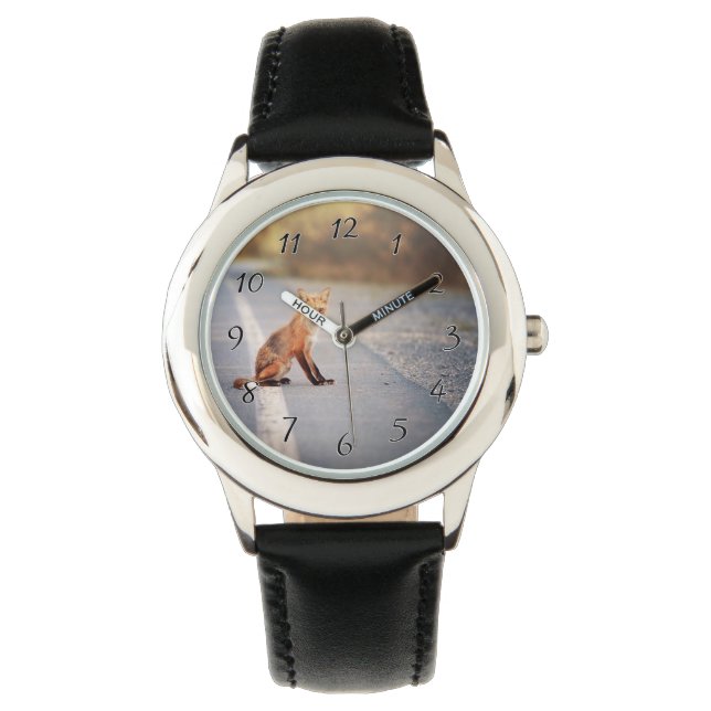 Rode vos aan de zijkant van de weg horloge (Voorkant)