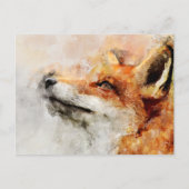 Rode Vos Aquarel Portret 01 Briefkaart (Voorkant)
