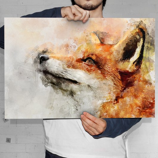 Rode Vos Aquarel Portret 01 Poster