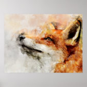 Rode Vos Aquarel Portret 01 Poster (Voorkant)