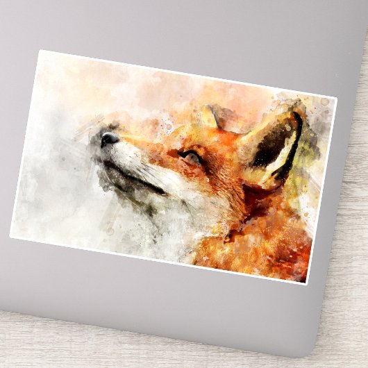 Rode Vos Aquarel Portret 01 Sticker