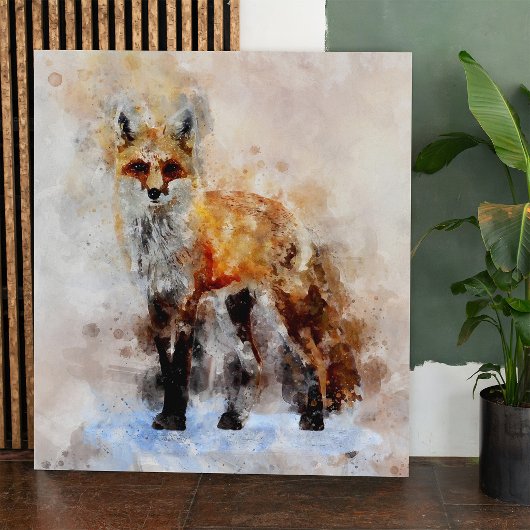 Rode Vos Aquarel Portret 02 Poster