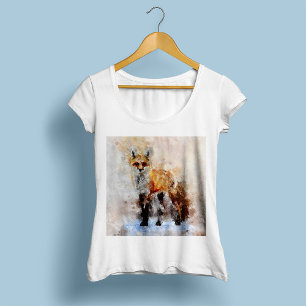 Rode Vos Aquarel Portret 02 T-shirt