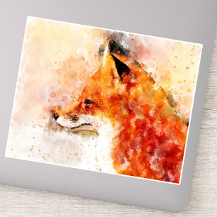 Rode Vos Aquarel Portret 03 Sticker