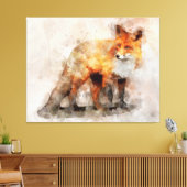 Rode Vos Aquarel Portret 04 Canvas Afdruk (Insitu (Woonkamer))
