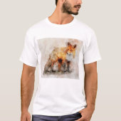 Rode Vos Aquarel Portret 04 T-shirt (Voorkant)