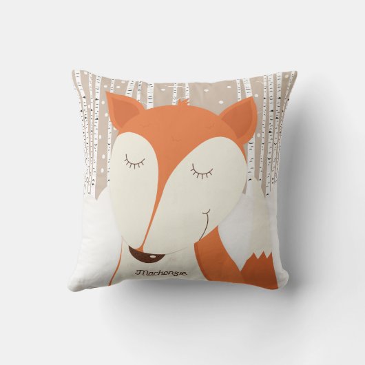 Rode vos berkenboom winterbos kussen (Achterkant)