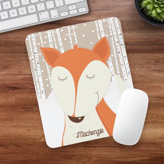 Rode vos berkenboom winterbos muismat