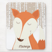 Rode vos berkenboom winterbos muismat (Voorkant)