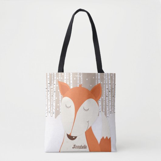 Rode vos berkenboom winterbos tote bag (Voorkant)