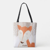 Rode vos berkenboom winterbos tote bag (Achterkant)