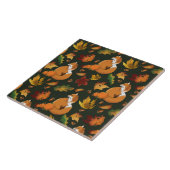 Rode vos bladeren eikel groen tegeltje (Zijkant)