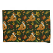 Rode vos bladeren eikels groen kussensloop (Voorkant)