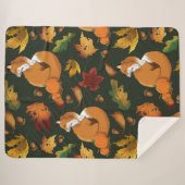 Rode vos bladeren eikels groen sherpa deken (Voorkant (horizontaal))