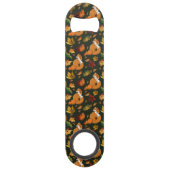 Rode vos bladeren eikels groen speed flessenopener (Voorkant)
