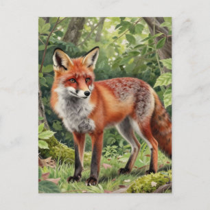 Rode Vos Bos Natuur Portret Briefkaart