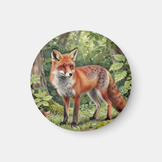 Rode Vos Bos Natuur Portret Magneet (Voorkant)