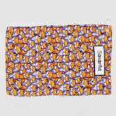 Rode vos cartoon aangepaste naam schattige dieren  golfhanddoek (Horizontaal)