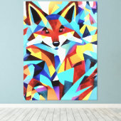 Rode vos die door watergeometrische kunststijl loo canvas afdruk (Insitu (Houten vloer))