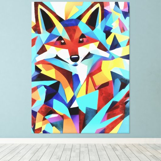 Rode vos die door watergeometrische kunststijl loo canvas afdruk (Insitu (Houten vloer))