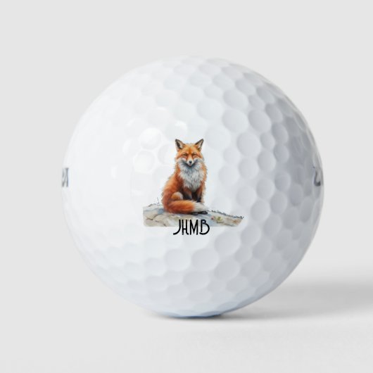 Rode Vos Dier Monogram Kunst Golfballen (Voorkant)