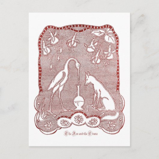 Rode vos en kraanvos briefkaart (Voorkant)