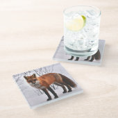 Rode vos foto glazen onderzetter (Schuin)