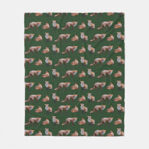 Rode Vos Frenzy Fleece Deken (Donkergroen)