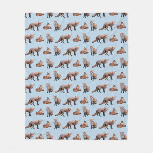 Rode Vos Frenzy Fleece Deken (Lichtblauw)