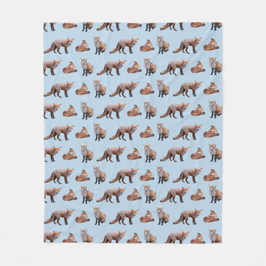 Rode Vos Frenzy Fleece Deken (Lichtblauw) (Voorkant)