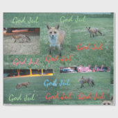 Rode vos God jul Kerstmis Zweeds gemengd patroon Cadeaupapier (Vlak)