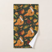 Rode Vos Herfstbladeren Eikels Groen Patroon Bad Handdoek (Handdoek)