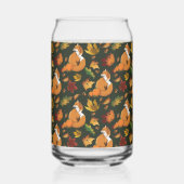 Rode Vos Herfstbladeren Eikels Groen Patroon Blikvorm Glas (Voorkant)