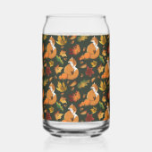 Rode Vos Herfstbladeren Eikels Groen Patroon Blikvorm Glas (Achterkant)