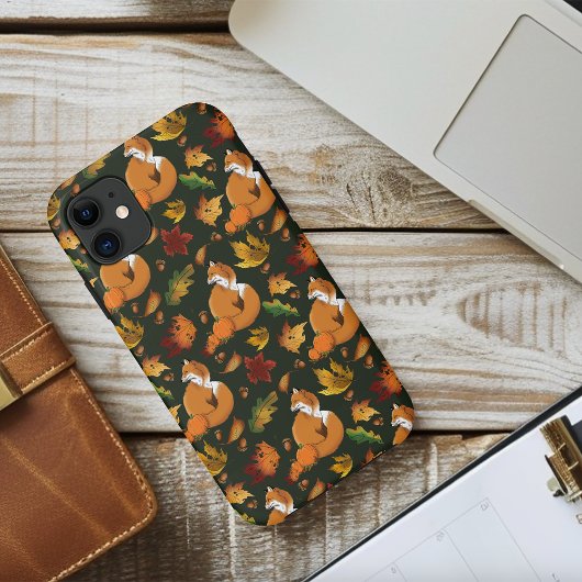 Rode Vos Herfstbladeren Eikels Groen Patroon Case-Mate iPhone Case
