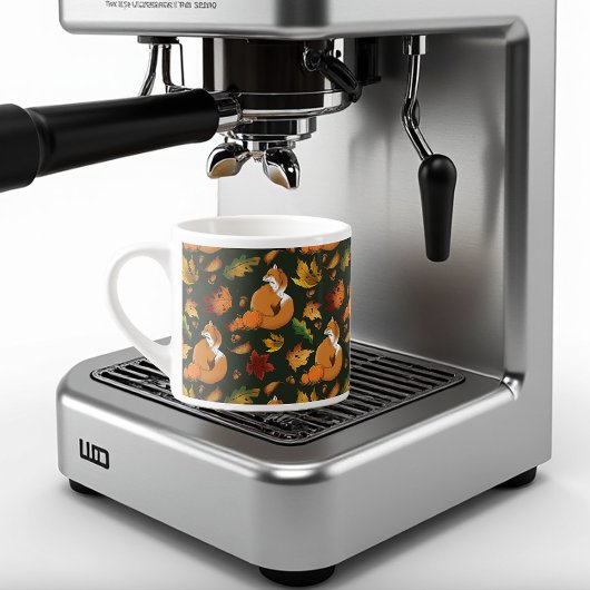 Rode Vos Herfstbladeren Eikels Groen Patroon Espresso Kop