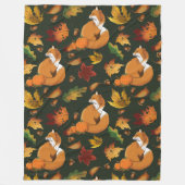 Rode Vos Herfstbladeren Eikels Groen Patroon Fleece Deken (Voorkant)
