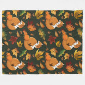 Rode Vos Herfstbladeren Eikels Groen Patroon Fleece Deken (Voorkant (Horizontaal))