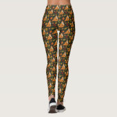 Rode Vos Herfstbladeren Eikels Groen Patroon Leggings (Achterkant)