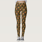 Rode Vos Herfstbladeren Eikels Groen Patroon Leggings (Voorkant)