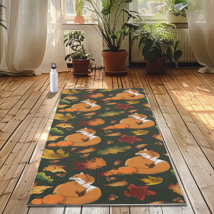 Rode Vos Herfstbladeren Eikels Groen Patroon Yogamat