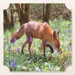 Rode Vos in de Blauwe Klokjes Landelijke Bos- en W Kartonnen Onderzetters