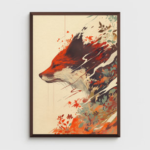 Rode vos in de herfst laat prachtige dieren in het poster
