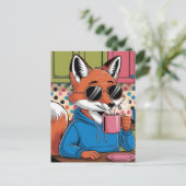 Rode vos in de keuken briefkaart (Staand voorkant)