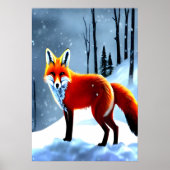 Rode vos in de sneeuw | AI Art Poster (Voorkant)
