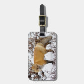 Rode vos in de sneeuw in de winter bagagelabel (Voorkant verticaal)
