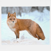 Rode Vos in de Winter Fleece Deken (Voorkant (Horizontaal))