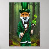 Rode vos in groene kleding | AI Art Poster (Voorkant)